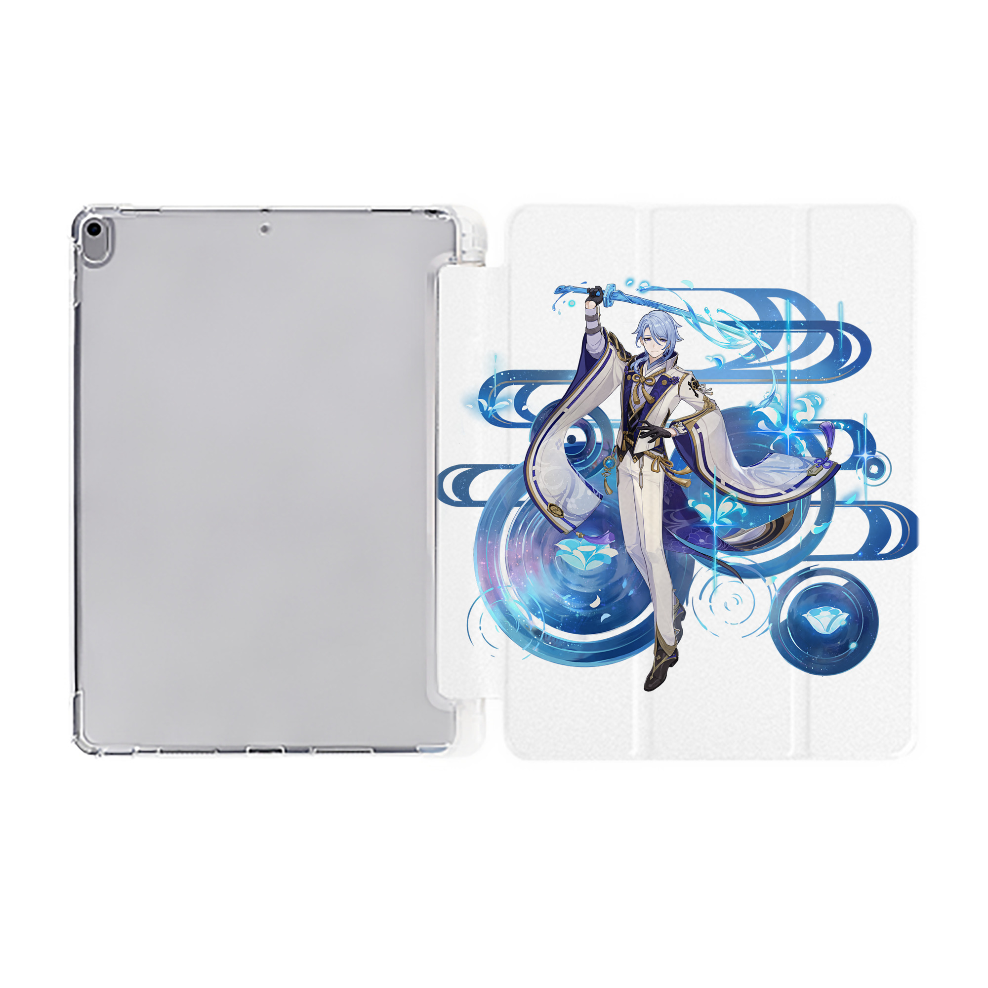 げんし神 神里綾人 かみさとあやと genshin Kamisato Ayato IPad ケース ペン収納付き 三つ折りスタンド PUレザー×シリコン 対応機種9.5/10.5/10.9インチ